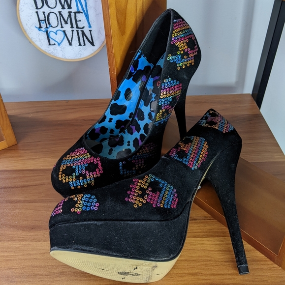 Iron Fist - Rainbow Skull Heels. Size 10 - Picture 1 of 7